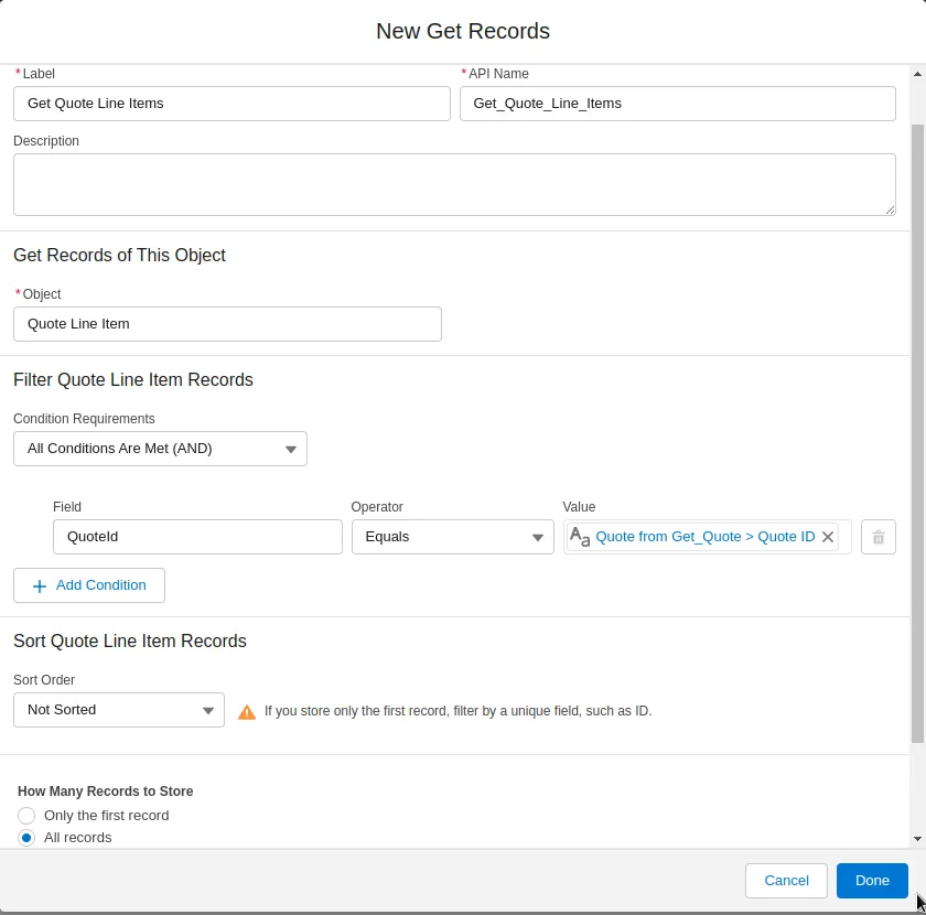 Get Quote Line Items
