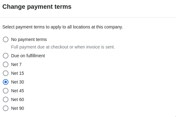 Shopify B2B Payment Terms
