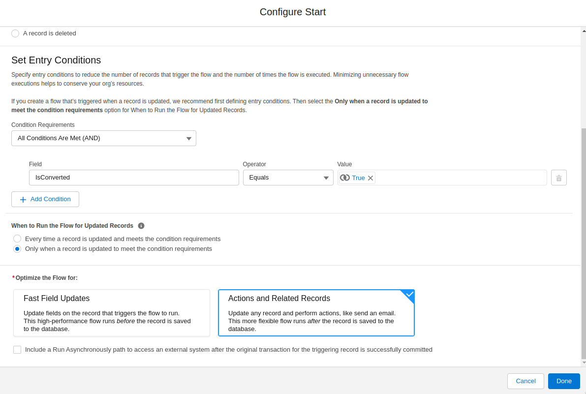 Flow Entry Conditions
