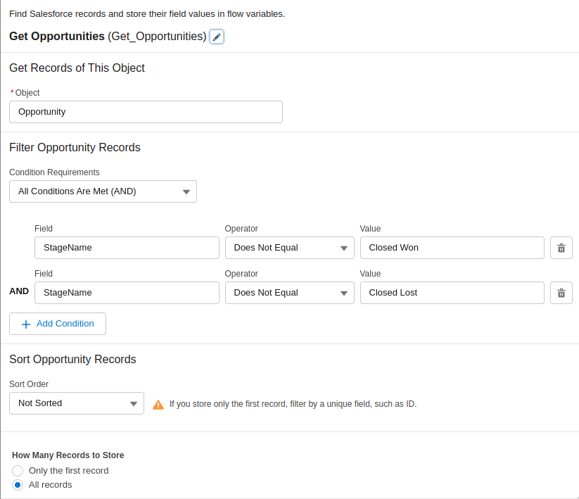 Get Opportunities Flow Element